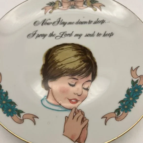 Vintage Collectible Plate Now I Lay Me Down To Sleep Japan 7.25" Religious Theme - Picture 3 of 5